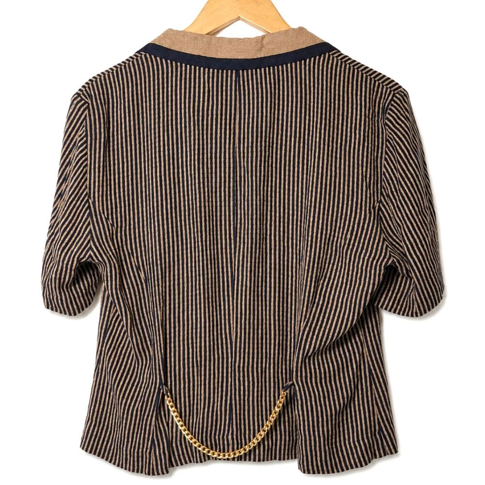 Vintage Perceptions by Bruce B. Striped Short Sleeve Blazer Jacket Size 8 USA - Picture 2 of 5